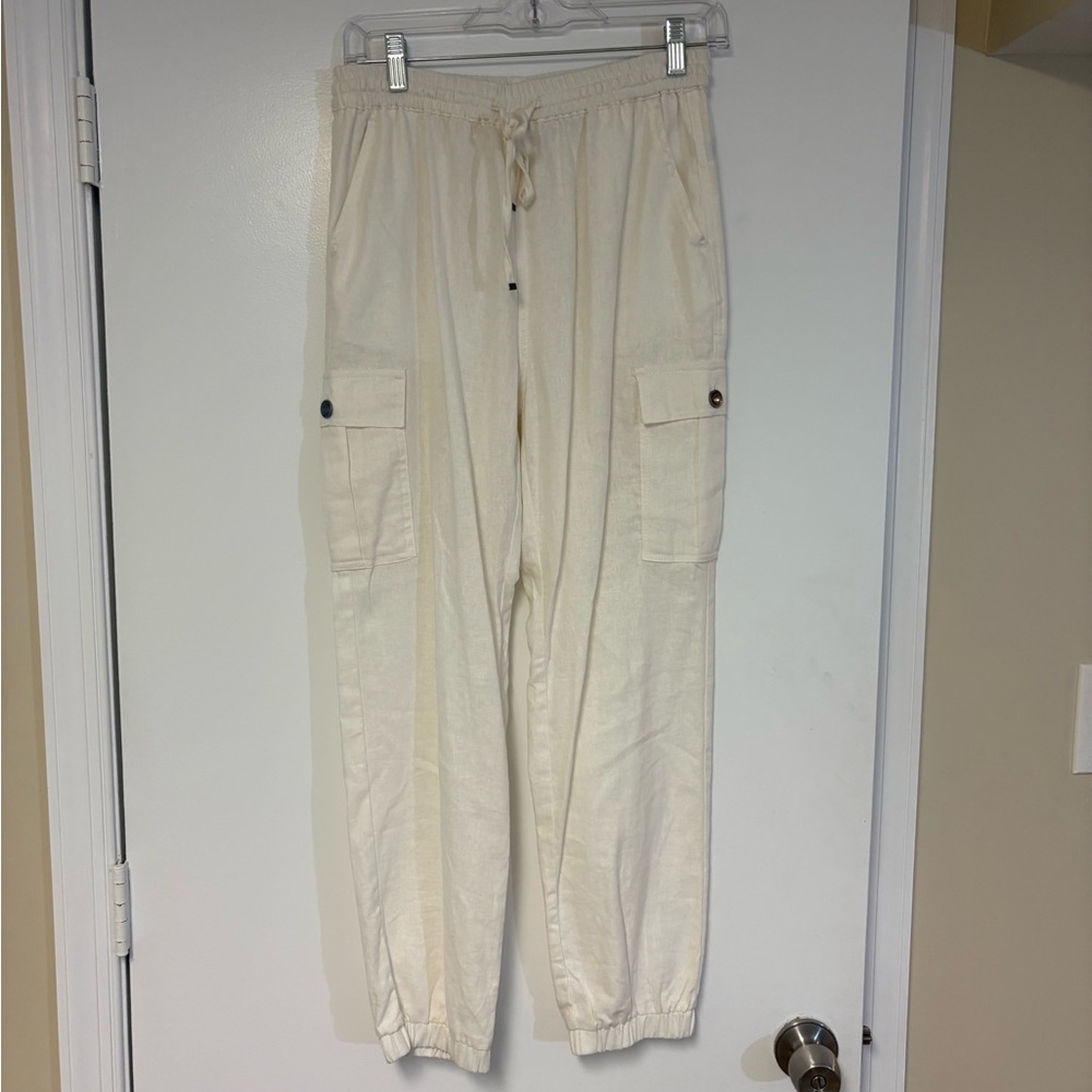 Love Tree white linen Pants Elastic Waist NWOT